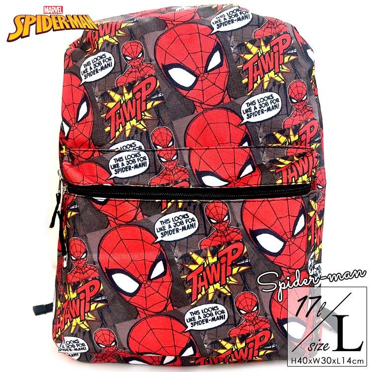 リュックサック ディズニー マーベル スパイダーマン 総柄 赤 Lサイズ