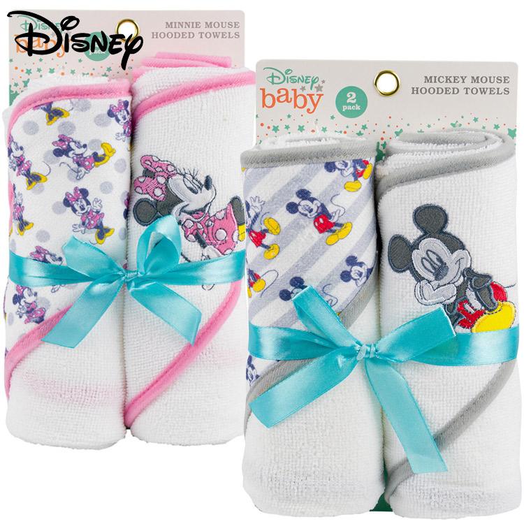 Disney（ディズニー） フード付き ベビータオル 2枚セット ミッキー