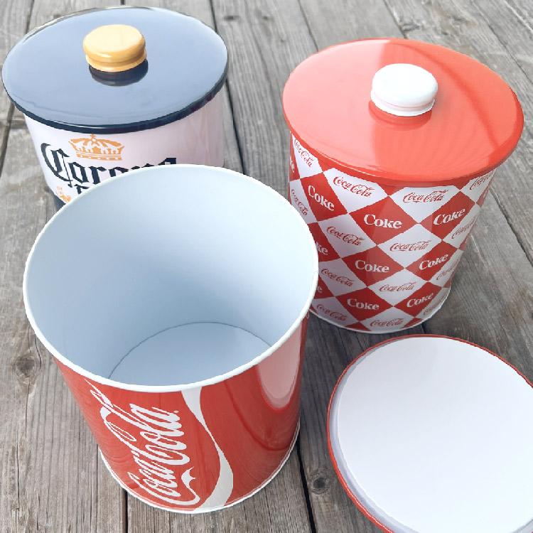 ブリキ缶 コロナ コカコーラ 収納 4000ml キャニスター 丸形 蓋つき