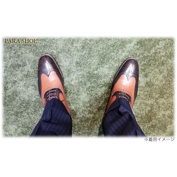 PARASHOE 革底 内羽根ウィングチップ（コンビ）ビジネスシューズ（革靴