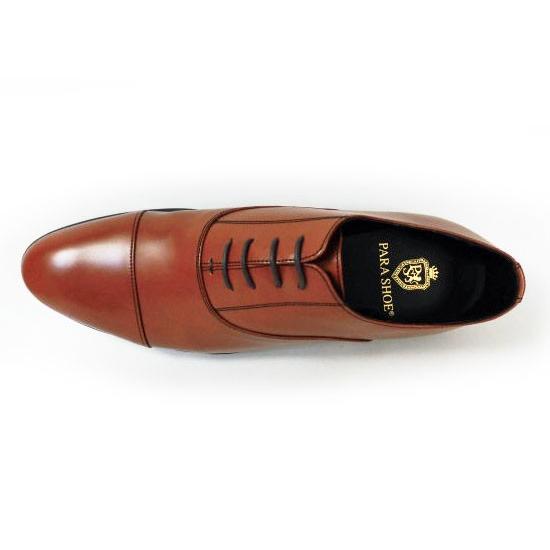 PARASHOE 本革 内羽根ストレートチップ ビジネスシューズ 茶色 PARASHOE 本革 内羽根ストレートチップ ビジネスシューズ 茶色