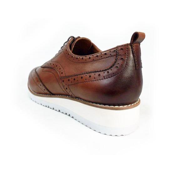 PARASHOE 本革 ウィングチップ ビジネスカジュアルシューズ 厚底白