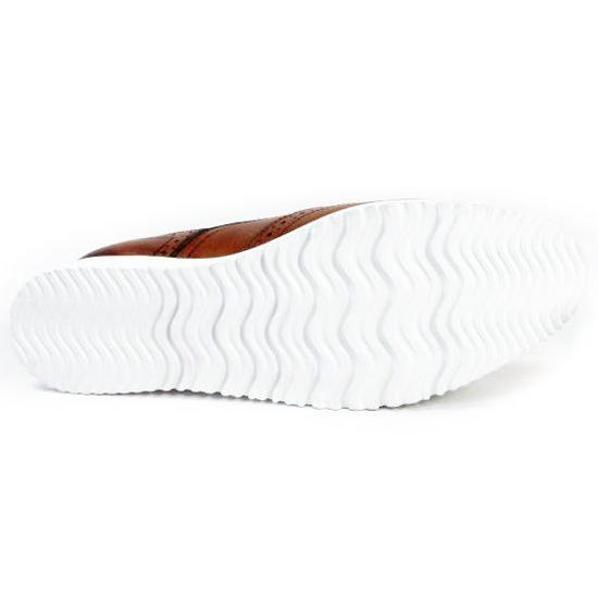 PARASHOE 本革 ウィングチップ ビジネスカジュアルシューズ 厚底白