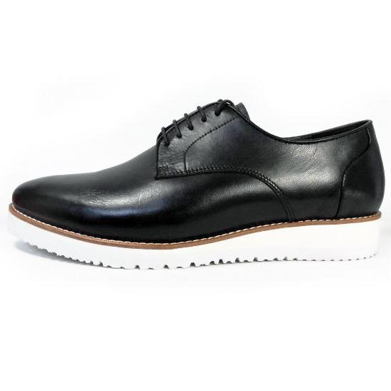 PARASHOE 本革 プレーントゥ ビジネスカジュアルシューズ 厚底白