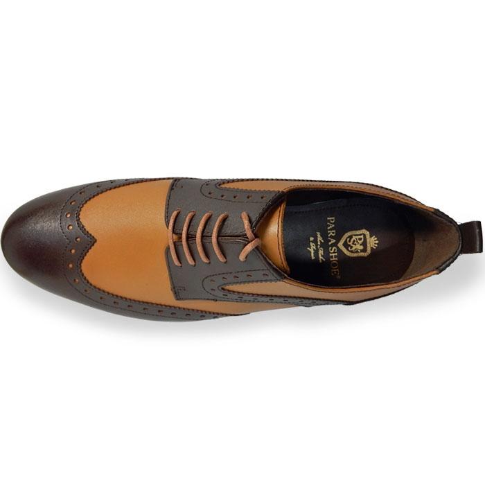 PARASHOE 本革 コンビウィングチップ 厚底ビジネスシューズ（ビジネス