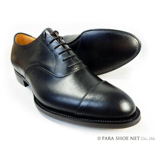 PARASHOE ハンドソーンウェルト製法 本革 内羽根ストレートチップ（キャップトゥ）ビジネスシューズ 黒 ワイズ3E（EEE）22cm〜32cm