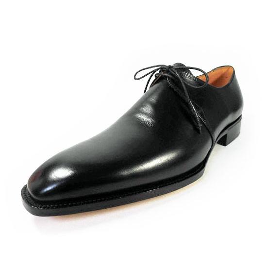 PARASHOE ハンドソーンウェルト製法 本革底 2アイレットプレーントゥ ビジネスシューズ 黒 2E〜3E 22cm〜30cm/日本製・革靴の画像