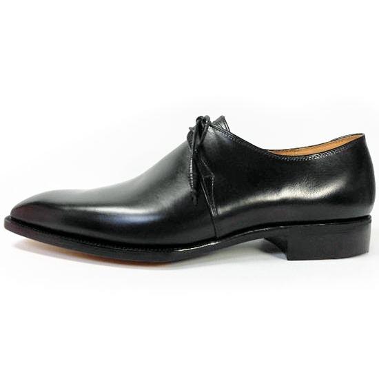PARASHOE ハンドソーンウェルト製法 本革底 2アイレットプレーントゥ ビジネスシューズ 黒 2E〜3E 22cm〜30cm/日本製・革靴の画像