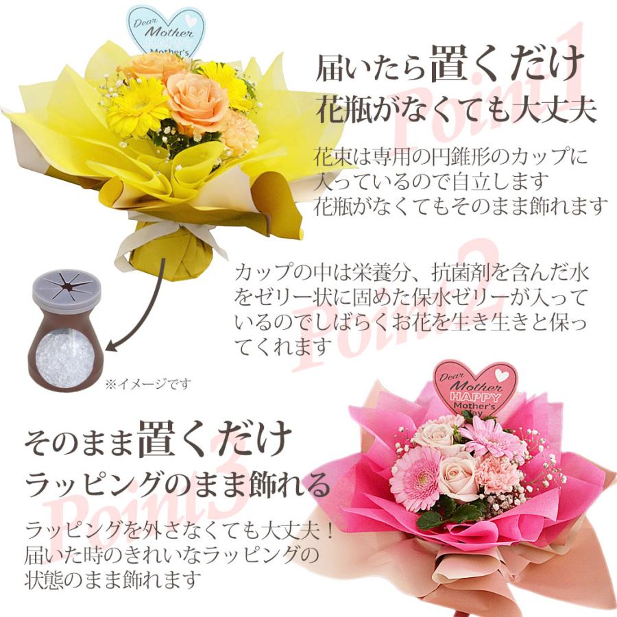 母の日 ギフト カーネーション プレゼント 母の日プレゼント 花 そのまま飾れる花束  (ハッピーブーケ)　スタンディングブーケ 自立する花束 生花 花瓶不要 |  | 05