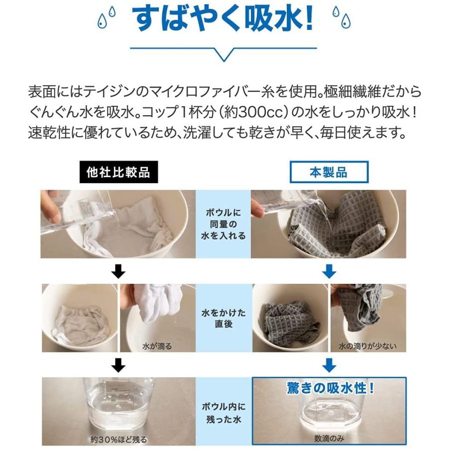 あっちこっち 水切りマット グレー 40cm×45cm グレー 食器 乾燥用マット 日本製 吸水 速乾 抗菌 ミクロスター ふきん 布巾 帝人 テイジン | TEIJIN | 06