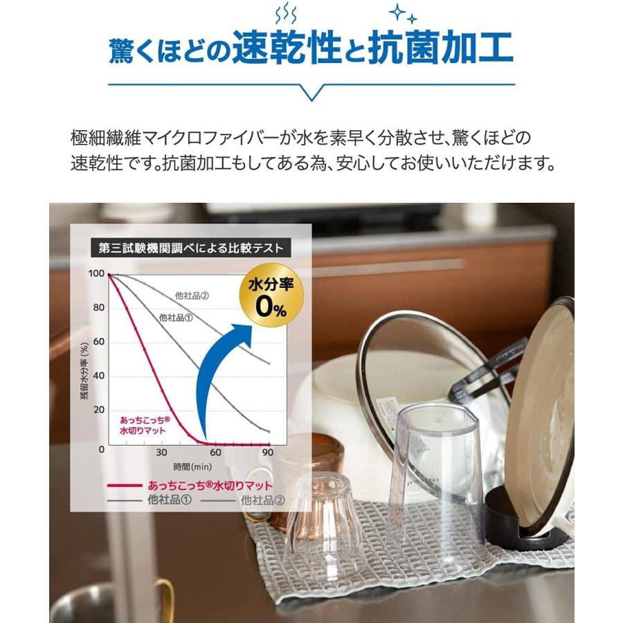 あっちこっち 水切りマット グレー 40cm×45cm グレー 食器 乾燥用マット 日本製 吸水 速乾 抗菌 ミクロスター ふきん 布巾 帝人 テイジン | TEIJIN | 07