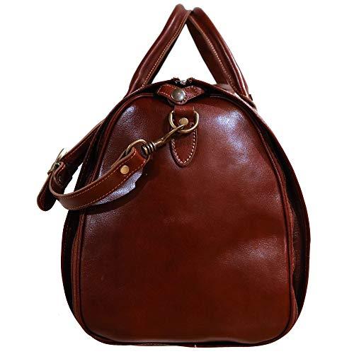 お値下げ 茶色のフルグレインレザーを使用したCenzo Garment Duffle Travel Bag Suitcase 【TMF1181206038】(42453円)