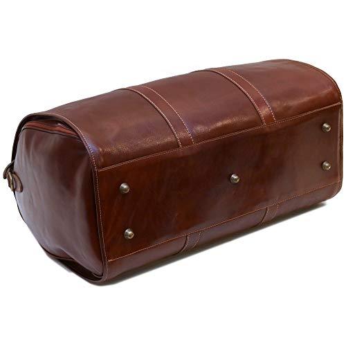 お値下げ 茶色のフルグレインレザーを使用したCenzo Garment Duffle Travel Bag Suitcase 【TMF1181206038】(42453円)