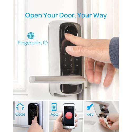 新春SALE！ ULTRALOQレバー、ブリッジ付WiFiスマートロック、強力5 in 1キーレスエントリードアロック、キーパッドと音声ガイド付指紋ロック、玄関・自宅・オフィス用ス 【6384691496】(22947円)