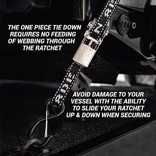 トレーラーへのステンレスボートタイダウンストラップ|ニュージーランド製の優れた強度2，400 lbs UV加工ボートランサムタイダウンストラップ|1インチ×2.5’ トレーラーへのステンレスボートタイダウンストラップ|ニュージーランド製の優れた強度2，400 lbs UV加工ボートランサムタイダウンストラップ|1インチ×2 Trailer