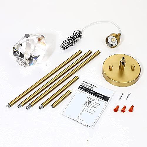 アントラムライフ1ライトモダンクリスタルペンダントライトゴールドブラッシュ仕上げ5 W一体型LEDミニ吊りペンダントライト器具金属棒天井シングルペンダン アントラムライフ1ライトモダンクリスタルペンダントライトゴールドブラッシュ仕上げ5