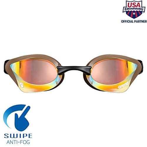 アリーナコブラコアスイムゴーグル男女用、イエロー/チョコ/銅、スワイプアンチフォグミラー (NEW) アリーナコブラコアスイムゴーグル男女用 イエロー/チョコ/銅 スワイプアンチフォグミラー NEW