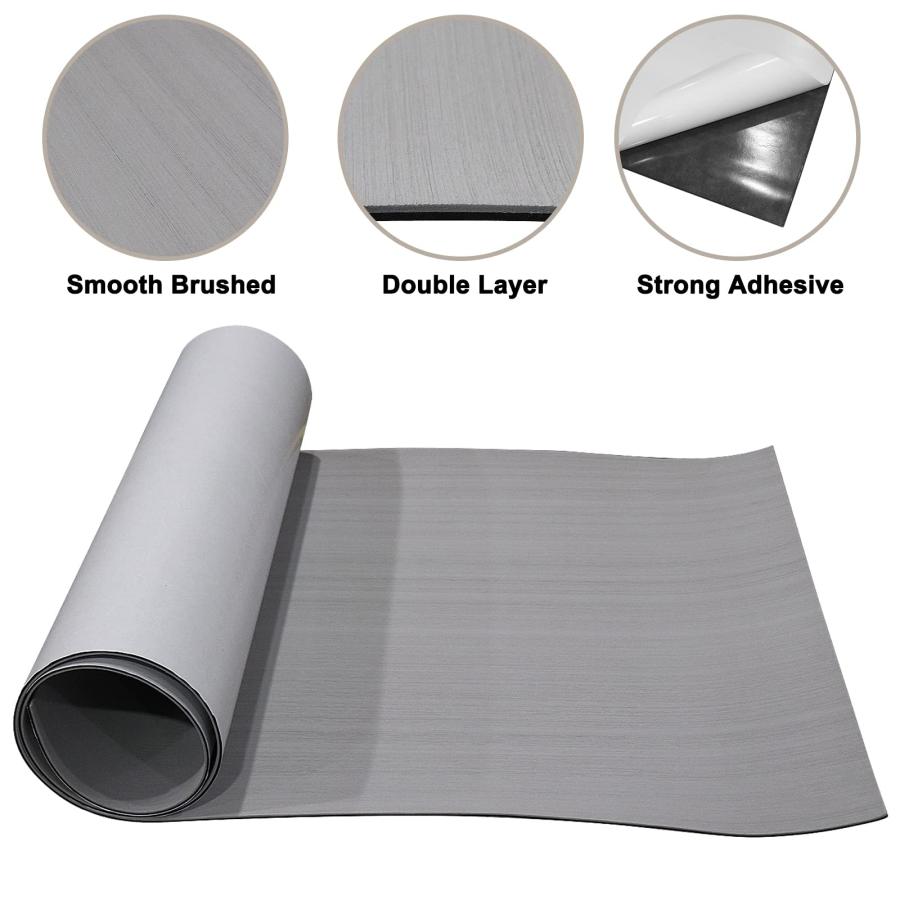 ボートフローリングEVAフォームデッキシートグレーマリンマット軟質滑り止めブラシ付ボートデッキ自己接着式フローリングマリンカーペットヨット漁船用カヤ 