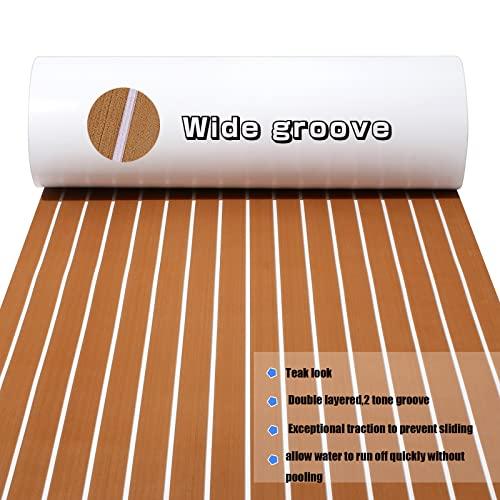 WEIFUTCHボートフローリングEVAフォーム、自己接着式シーデッキ船デッキシート、ボート用フェイクチークマリンフローリング、ヨットカヤック用滑り止めボー WEIFUTCHボートフローリングEVAフォーム 自己接着式シーデッキ船デッキシート ボート用フェイクチークマリンフローリング Non skid