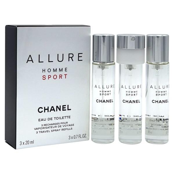香水 シャネル CHANEL アリュール オム スポーツ トラベルスプレー EDT SP 20ml×3本 セット【リフィル】ALLURE HOMME SPORT REF フレグランス 並行輸入品