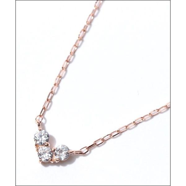 4℃ K10PG 3粒キュービックジルコニアネックレス ヨンドシー ラッピング無料