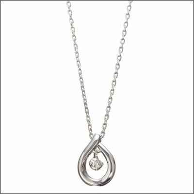 ４℃0.035ctダイヤモンド スターリングシルバーPTコーティングドロップネックレス ラッピング無料