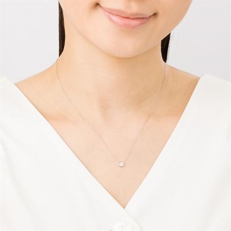 【送料無料】【ラッピング無料】ヨンドシー 4℃ 【一粒ダイヤモンド】 K18ホワイトゴールド ネックレス ダイヤモンドの画像