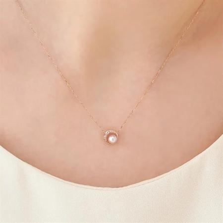 【送料無料】【ラッピング無料】ヨンドシー 4℃ パールコレクション K10ピンクゴールド ネックレス 淡水パール ホワイト トパーズ