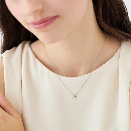 ヨンドシー 4℃ ネックレス シルバー 3月誕生石 リボン アクアマリン/キュービックジルコニア レディース_3