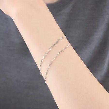 4℃（ヨンドシー） ブレスレット シルバー 2連 チェーン シンプル
