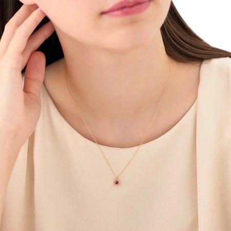 4℃（ヨンドシー） ネックレス K18 イエローゴールド ルビー 