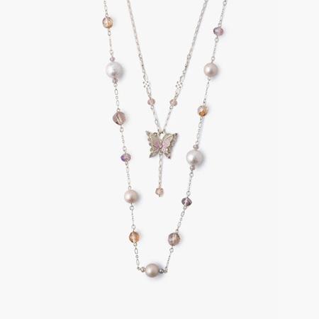 【送料無料】【ラッピング無料】アナスイ ANNASUI ネックレス 蝶モチーフ 2点セット ベージュ_2