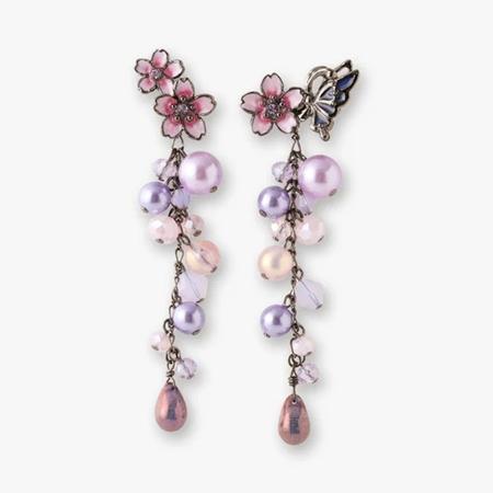 【送料無料】【ラッピング無料】アナスイ ANNASUI アクセサリー 夜桜と蝶モチーフ ピアス パープル_1