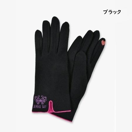 ANNA SUI（アナスイ） 手袋 グローブ バタフライ刺繍 スマホ対応 毛100