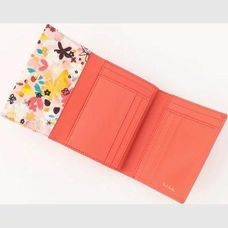 ポールスミス 財布 レディース 折財布 二つ折り がま口 口金 ミニ財布 ペタルプリントトリム ブラック Paul Smith ペタルプリントトリム