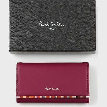 ポールスミス キーケース レディース クロスオーバーストライプトリム バーガンディ ローズ ワイン Paul Smith｜paris-lounge｜04