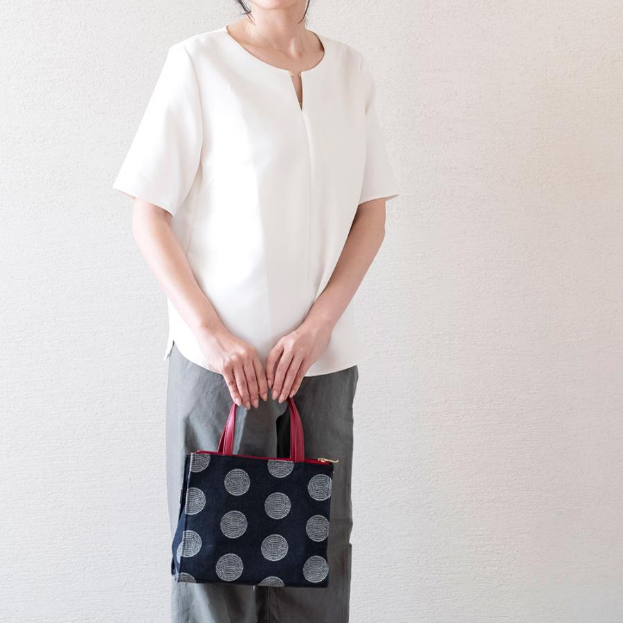レーヌネイビー ドット トートバッグ 岡山デニム 日本製 バッグ 手提げ