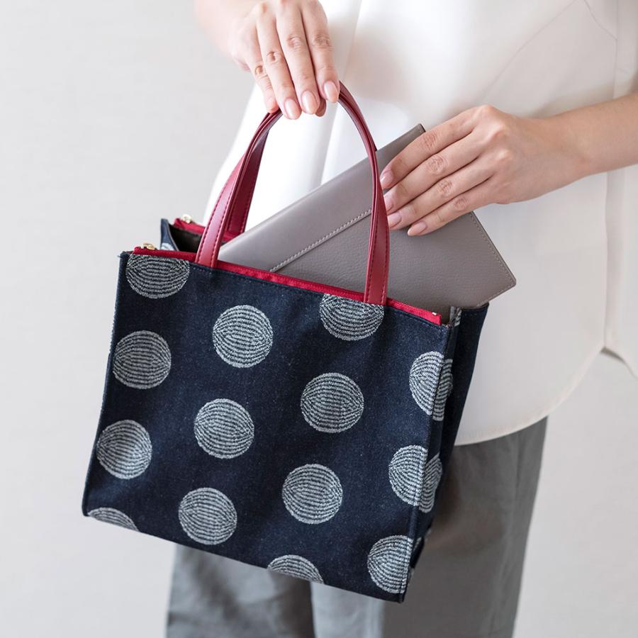 レーヌネイビー ドット トートバッグ 岡山デニム 日本製 バッグ 手提げ