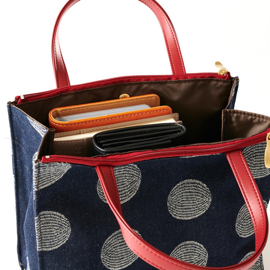 レーヌネイビー ドット トートバッグ 岡山デニム 日本製 バッグ 手提げ