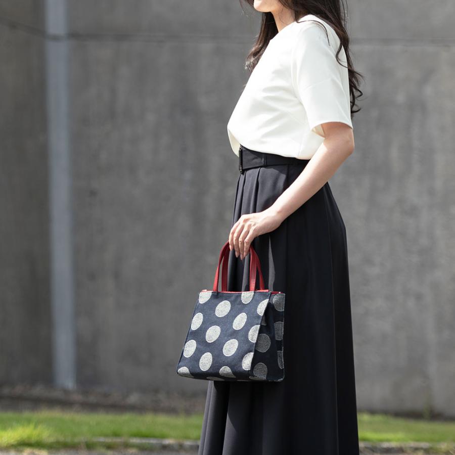 レーヌネイビー ドット トートバッグ 岡山デニム 日本製 バッグ 手提げ