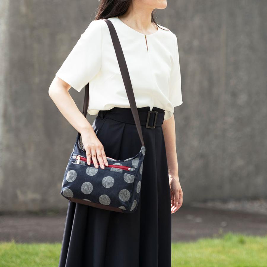 レーヌネイビー ドット 岡山デニム ショルダーバッグ 日本製 バッグ 和
