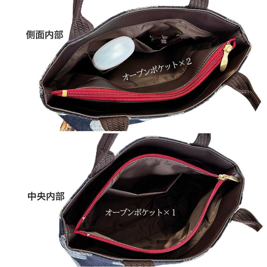 レーヌネイビー ドット 手提げバッグ 岡山デニム 日本製 バッグ 和柄