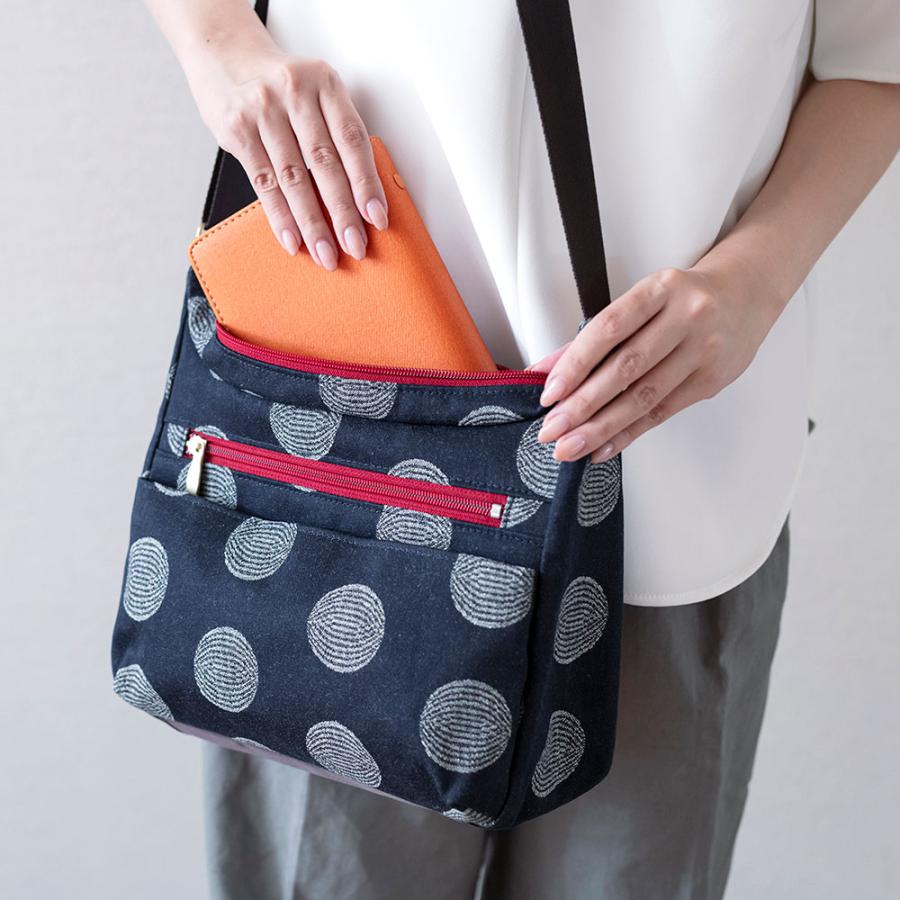 ショルダーバッグ レーヌネイビー ドット 日本製 岡山デニム バッグ 和