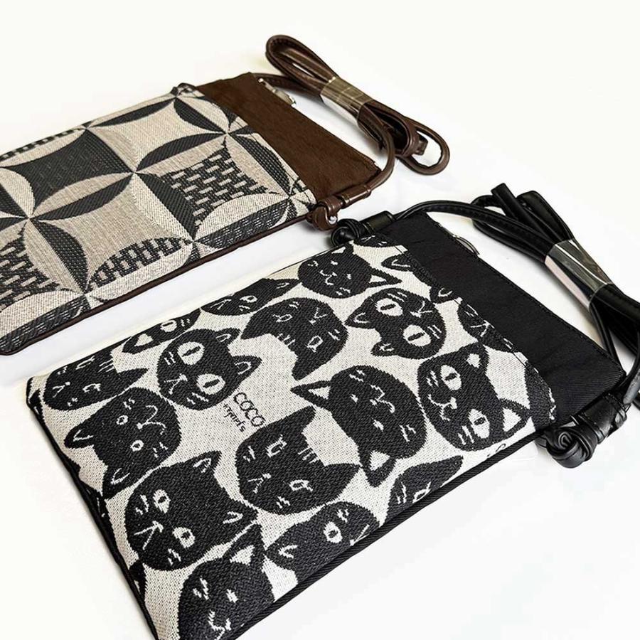 はるママ カラフルハピネス柄 スマホポシェット サコッシュ ココニャンズ スマホポシェット サコッシュ スマホポーチ 黒猫 ねこ