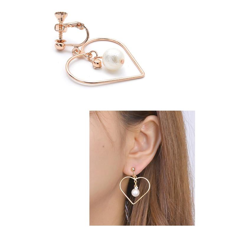 パリスキッズ イヤリング ハート パール シュガーパール ライン