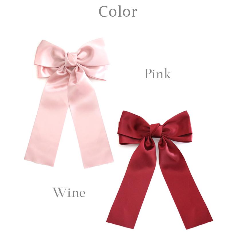 パリスキッズ ヘアクリップ ビッグ リボン サテン 女の子 子供