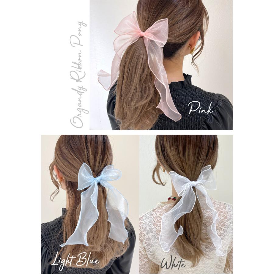 パリスキッズ ヘアゴム ロング リボン オーガンジー 透け感 ヘア パリスキッズ ヘアゴム ロング リボン オーガンジー 透け感 ヘア