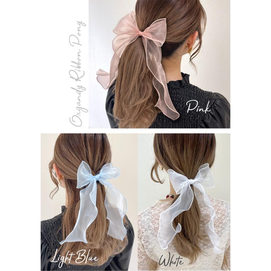 オーガンジー リボン髪ゴム/ヘアゴム　オーダー再開 楽天市場】ヘアゴム ヘアアクセサリー リボン オーガンジー