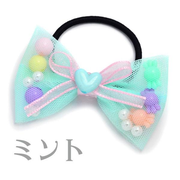 【T-528】ゆめかわヘアリボン　キッズヘアゴム　キッズリボン　ハンドメイド パリスキッズ ヘアゴム りぼん リボン ヘアアクセサリー