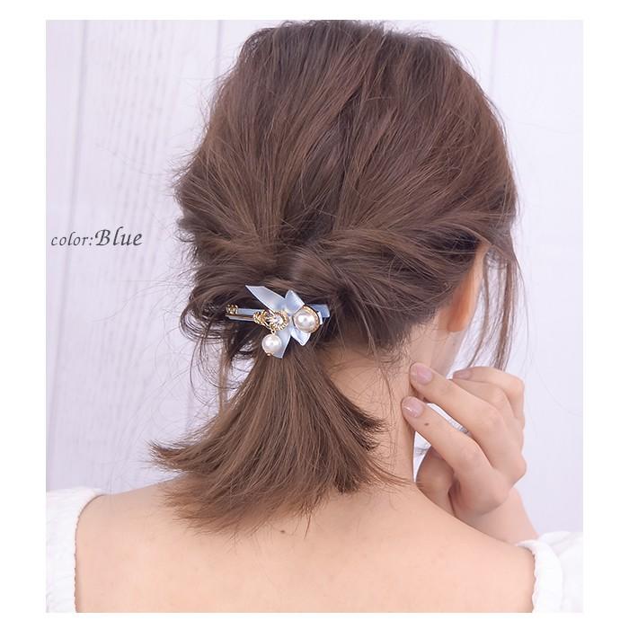 パリスキッズ ヘアクリップ ヘアピン リボン りぼん パール